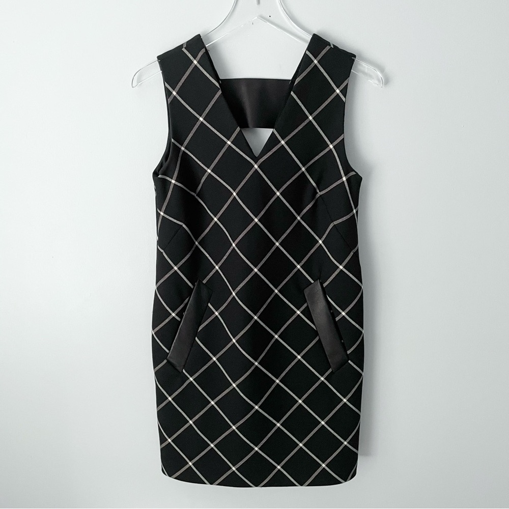 Rag & Bone | Plaid Mini Leather Shift Dress